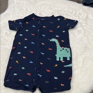 Carter's Navy One-Piece with Mint Green Dino and Multicolor Dino Print